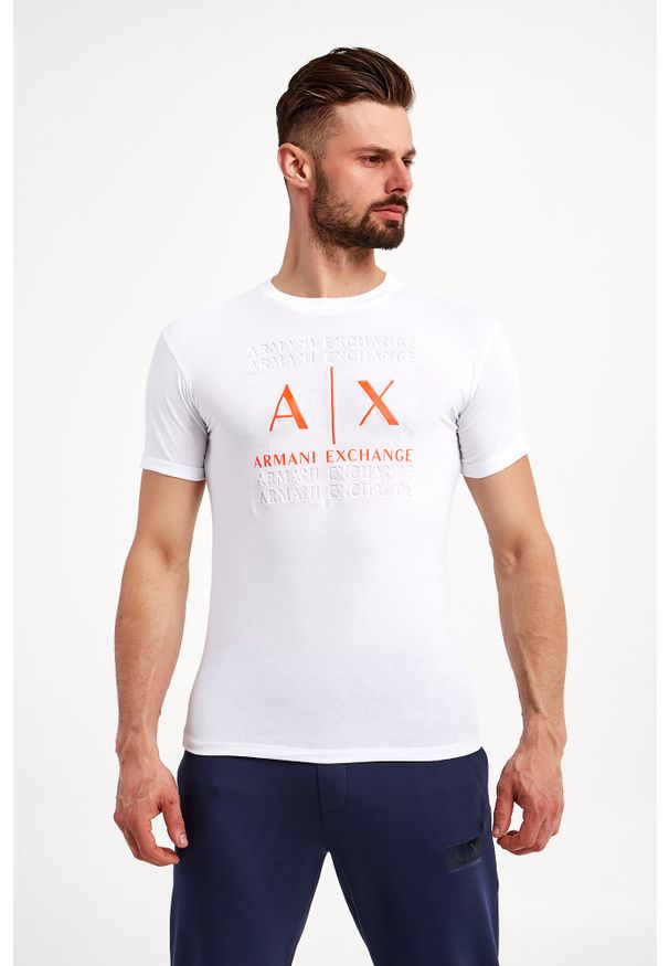 Armani Exchange - T-shirt ARMANI EXCHANGE. Materiał: bawełna. Długość rękawa: krótki rękaw. Długość: krótkie