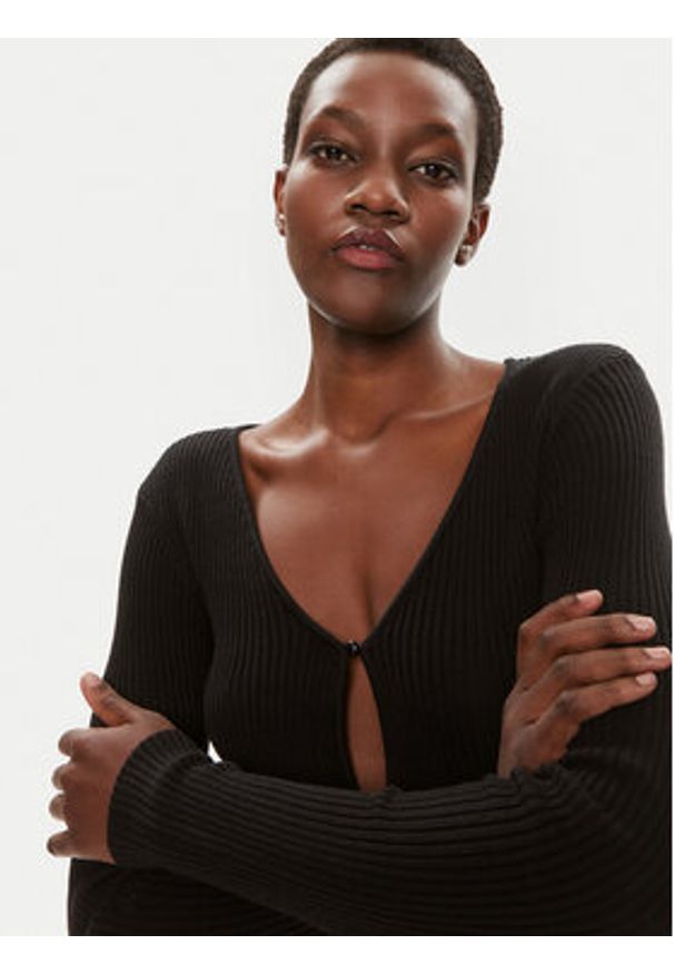 Brave Soul Kardigan LKC-273SASHAF Czarny Slim Fit. Kolor: czarny. Materiał: syntetyk