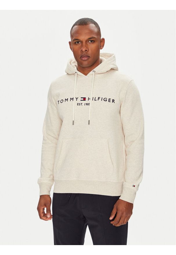 TOMMY HILFIGER - Tommy Hilfiger Bluza Logo MW0MW11599 Beżowy Regular Fit. Kolor: beżowy. Materiał: syntetyk, bawełna