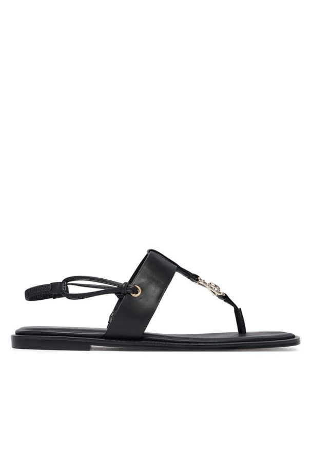 Calvin Klein Sandały Round Flat Sndl Thong Lth Hdw HW0HW02926 Czarny. Kolor: czarny. Materiał: skóra
