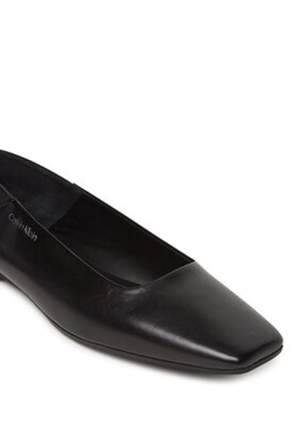 Calvin Klein Baleriny Flat Ballerina - Lth HW0HW02463 Czarny. Kolor: czarny. Materiał: skóra