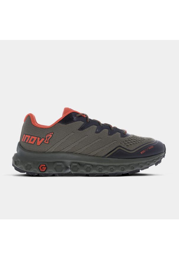Buty do biegania męskie, Inov-8 RocFly G 350. Kolor: zielony, pomarańczowy, wielokolorowy. Materiał: guma, syntetyk, materiał. Sport: bieganie