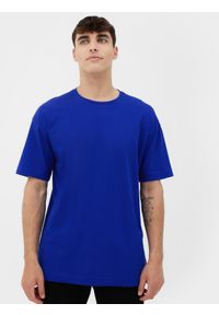4f - T-shirt oversize gładki męski. Kolor: niebieski. Materiał: bawełna. Wzór: gładki #1