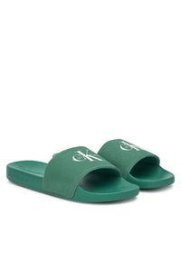 Calvin Klein Jeans Klapki Slide Monologo Cv YM0YM01367 Zielony. Kolor: zielony. Materiał: materiał #3