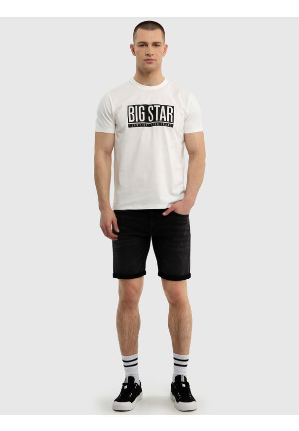 Big-Star - Koszulka męska z logo BIG STAR biała Cieszbiros 100. Okazja: na co dzień. Kolor: biały. Materiał: bawełna. Wzór: nadruk. Styl: casual, elegancki
