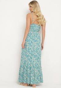 Born2be - Jasnoniebieska Sukienka z Wiskozy na Ramiączkach z Gumką w Pasie i Materiałowym Paskiem Stralia. Okazja: na co dzień. Kolor: niebieski. Materiał: wiskoza, materiał. Długość rękawa: na ramiączkach. Styl: casual, elegancki #2