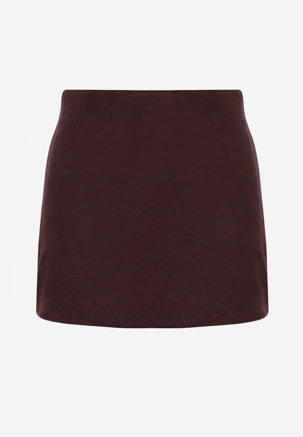 Renee - Brązowe Spódnico-Spodenki z Ozdobną Imitacją Kieszeni Sewressa. Kolor: brązowy. Materiał: koronka. Styl: klasyczny, elegancki