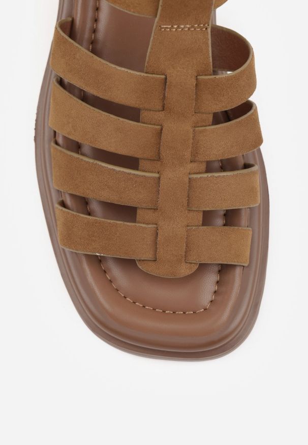 Born2be - Zielone Casualowe Sandały Gladiatorki VICES z Imitacji Zamszu Savaronei. Okazja: na co dzień. Zapięcie: pasek. Kolor: zielony. Materiał: zamsz. Sezon: lato. Styl: casual