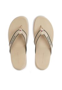 TOMMY HILFIGER - Tommy Hilfiger Japonki Dual Density Toe Beach Sandal FM0FM05015 Beżowy. Kolor: beżowy. Materiał: materiał