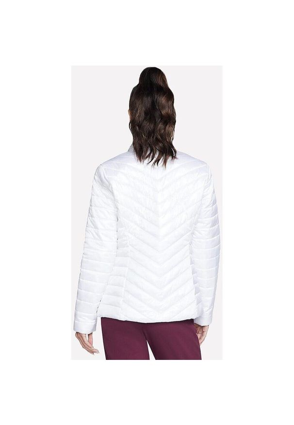 skechers - Kurtka Skechers Goshield Shine Jacket, Kobiety. Kolor: biały. Materiał: puch, poliester, materiał. Sport: turystyka piesza