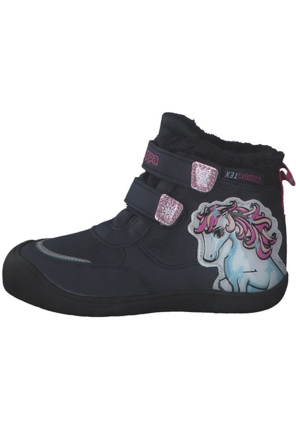 Buty dla dzieci Kappa Flake Tex. Wysokość cholewki: za kostkę. Kolor: niebieski, różowy, wielokolorowy. Materiał: syntetyk, tkanina, materiał. Szerokość cholewki: normalna. Sport: turystyka piesza