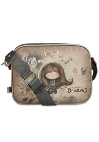 Brązowa Listonoszka Anekke Real Modna Torebka Damska. Kolor: brązowy. Wzór: motyw z bajki, aplikacja, haft. Dodatki: z haftem, z aplikacjami. Styl: casual #8
