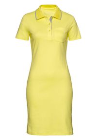Sukienka shirtowa polo bonprix jasny oliwkowy - srebrnoszary. Typ kołnierza: polo. Kolor: żółty. Styl: elegancki #1