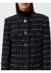 Karl Lagerfeld - KARL LAGERFELD Płaszcz przejściowy A1W15022 Granatowy Regular Fit. Typ kołnierza: dekolt w karo. Kolor: niebieski. Materiał: syntetyk