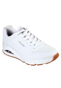 skechers - Buty do chodzenia męskie Skechers Uno Stand ON Air. Okazja: na co dzień. Zapięcie: sznurówki. Kolor: biały. Materiał: guma, syntetyk, materiał. Szerokość cholewki: normalna. Sport: turystyka piesza