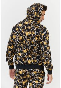 MOSCHINO Rozpinana bluza męska w złote łańcuchy, Rozmiar S. Typ kołnierza: kaptur. Kolor: czarny. Materiał: prążkowany #4
