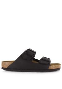 Klapki damskie Birkenstock Arizona BS W. Zapięcie: bez zapięcia. Kolor: czarny. Materiał: skóra, syntetyk, materiał. Szerokość cholewki: normalna. Sport: turystyka piesza