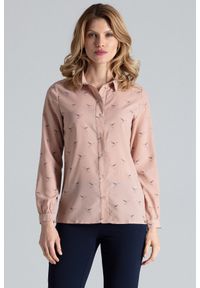 Figl - Różowa Koszula Damska w Kolibry. Kolor: różowy. Materiał: poliester