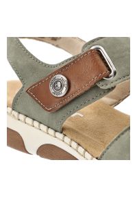 Sandały damskie Rieker, cholewka ze skóry ekologicznej zapinane na rzep z materiałowym wnętrzem, zielone, 66280-52. Zapięcie: rzepy. Kolor: zielony. Materiał: materiał, skóra ekologiczna #9