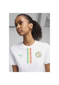 Puma - Damska koszulka domowa Senegal 2025 PUMA White Sport Green. Kolor: biały, wielokolorowy, zielony. Wzór: aplikacja