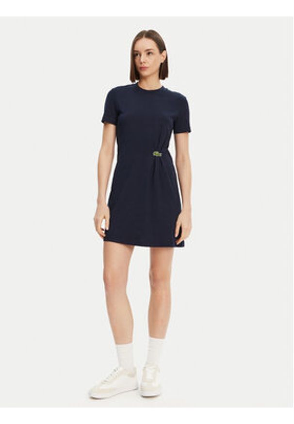 Lacoste Sukienka codzienna EF0583 Granatowy Regular Fit. Okazja: na co dzień. Kolor: niebieski. Materiał: bawełna. Typ sukienki: proste. Styl: casual