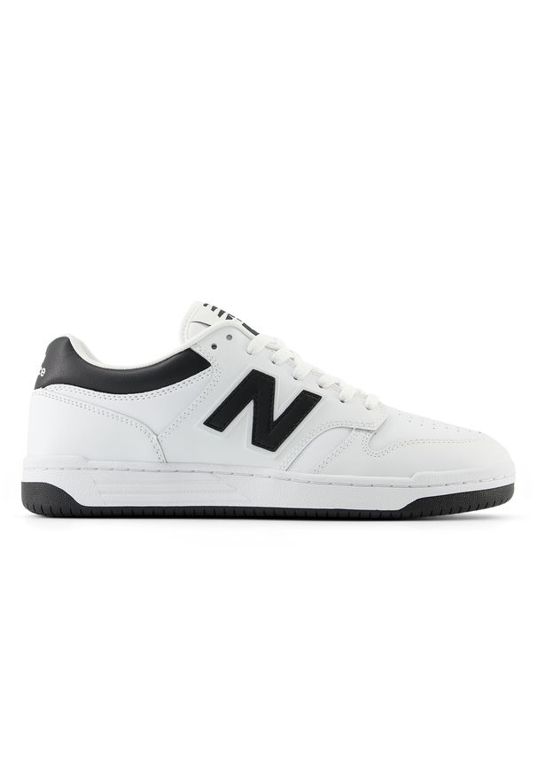 Buty unisex New Balance BB480LBK – białe. Okazja: na co dzień. Kolor: biały. Materiał: materiał, syntetyk, dresówka, skóra. Szerokość cholewki: normalna. Sport: turystyka piesza