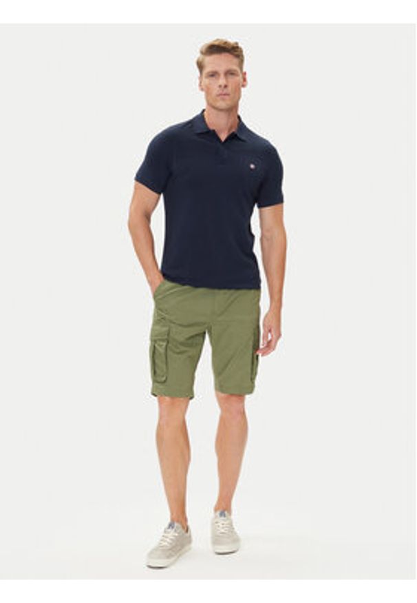 Petrol Industries Polo M-ROS-POL002 Granatowy Regular Fit. Typ kołnierza: polo. Kolor: niebieski. Materiał: bawełna