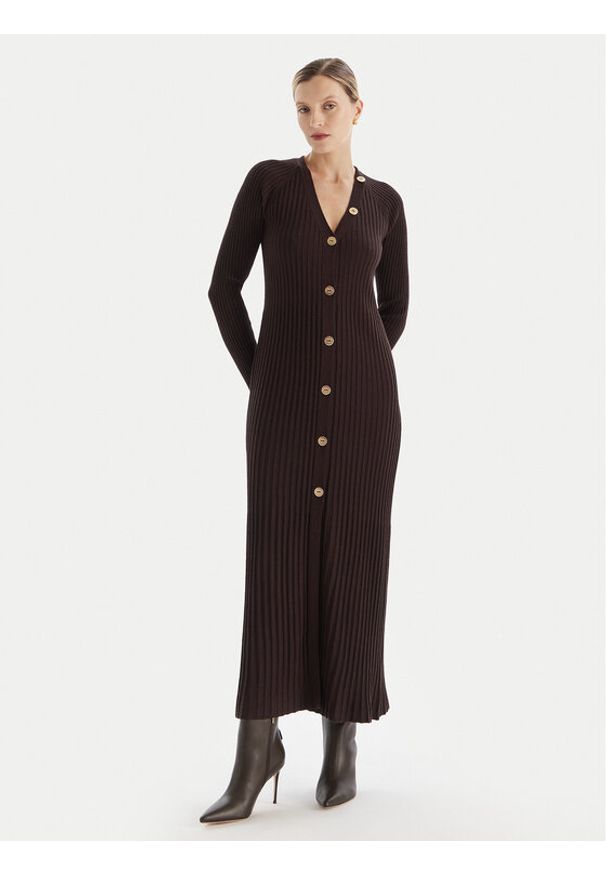 TwinSet - TWINSET Sukienka dzianinowa 252TT3400 Brązowy Slim Fit. Kolor: brązowy. Materiał: syntetyk