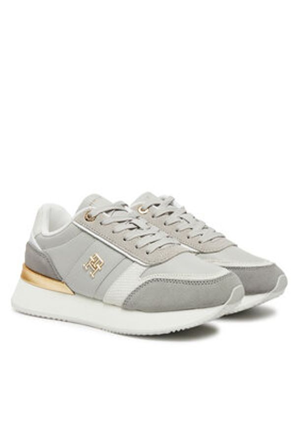TOMMY HILFIGER - Tommy Hilfiger Sneakersy Th Fashion Runner FW0FW08475 Szary. Kolor: szary. Materiał: skóra