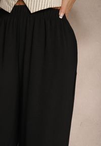 Renee - Czarne Szerokie Spodnie Typu Palazzo High Waist Araneira. Okazja: na co dzień, na spotkanie biznesowe, na spacer. Stan: podwyższony. Kolor: czarny. Styl: biznesowy, elegancki, casual