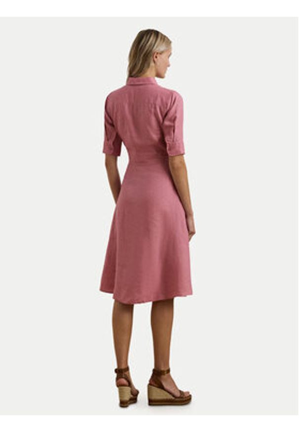 Lauren Ralph Lauren - LAUREN RALPH LAUREN Sukienka koszulowa 200905667017 Różowy Regular Fit. Kolor: różowy. Materiał: len. Typ sukienki: koszulowe