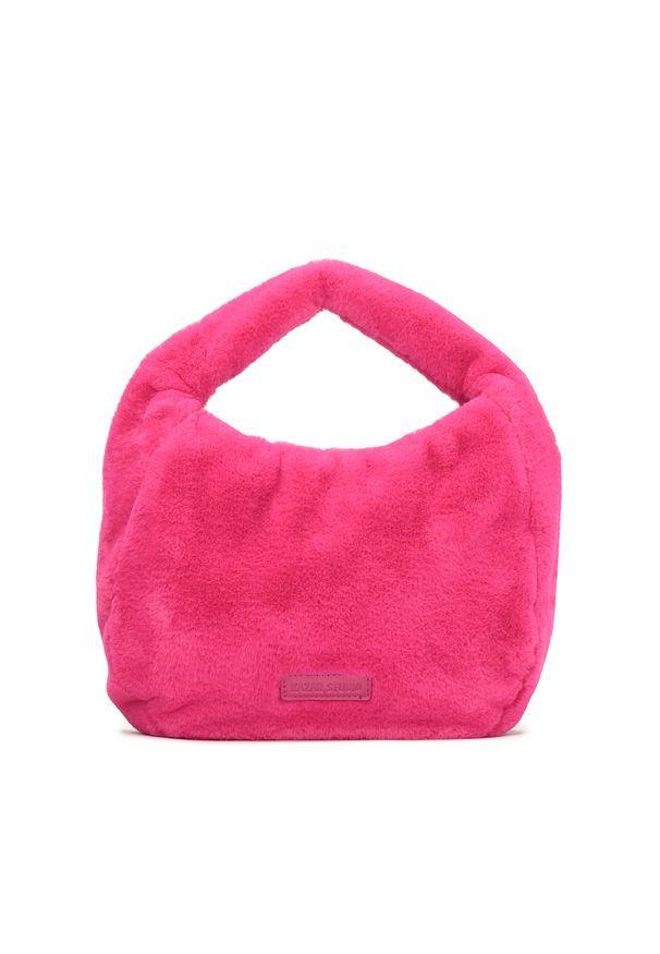Kazar - Różowa futrzana torebka do noszenia za uchwyt. Kolor: różowy. Wzór: gładki. Materiał: futrzane. Styl: elegancki