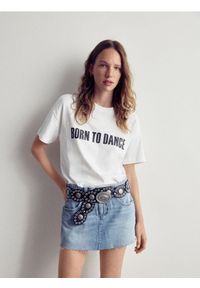 Reserved - Bawełniany t-shirt z nadrukiem - biały. Kolor: biały. Materiał: bawełna. Wzór: nadruk #1