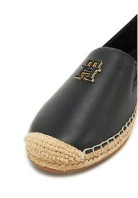 TOMMY HILFIGER - Tommy Hilfiger Espadryle Th Logo Leather Espadrille FW0FW08540 Czarny. Kolor: czarny. Materiał: skóra