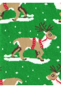 His Story - Skarpetki Bawełniane - Tematyczne - Zielone w Renifery. Kolor: zielony. Materiał: elastan, bawełna, poliamid #4