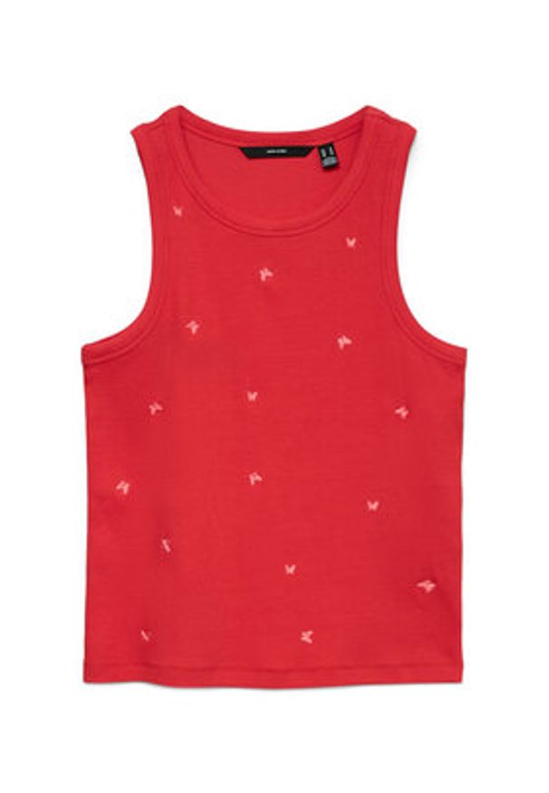 Vero Moda Top Naja 10341964 Czerwony Slim Fit. Kolor: czerwony. Materiał: bawełna