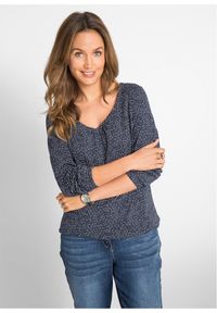 bonprix - Bluzka bawełniana z czystej bawełny organicznej. Kolor: niebieski. Materiał: bawełna. Długość rękawa: długi rękaw. Długość: długie #1