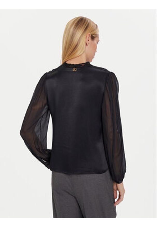 TwinSet - TWINSET Bluzka 252TT2243 Czarny Regular Fit. Kolor: czarny. Materiał: wiskoza