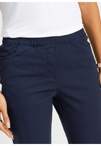 bonprix - Spodnie 7/8 z gumką w talii, ze stretchem. Kolor: niebieski. Styl: elegancki #3