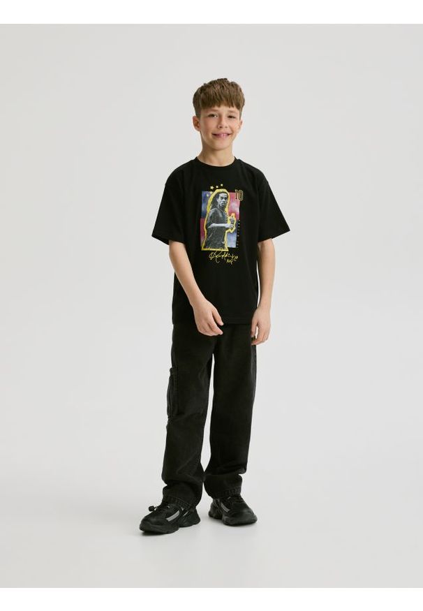 Reserved - Bawełniany t-shirt Ronaldinho - czarny. Kolor: czarny. Materiał: bawełna