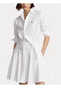 Polo Ralph Lauren Sukienka codzienna 211903189002 Biały Regular Fit. Okazja: na co dzień. Typ kołnierza: polo. Kolor: biały. Materiał: bawełna. Typ sukienki: proste. Styl: casual #1