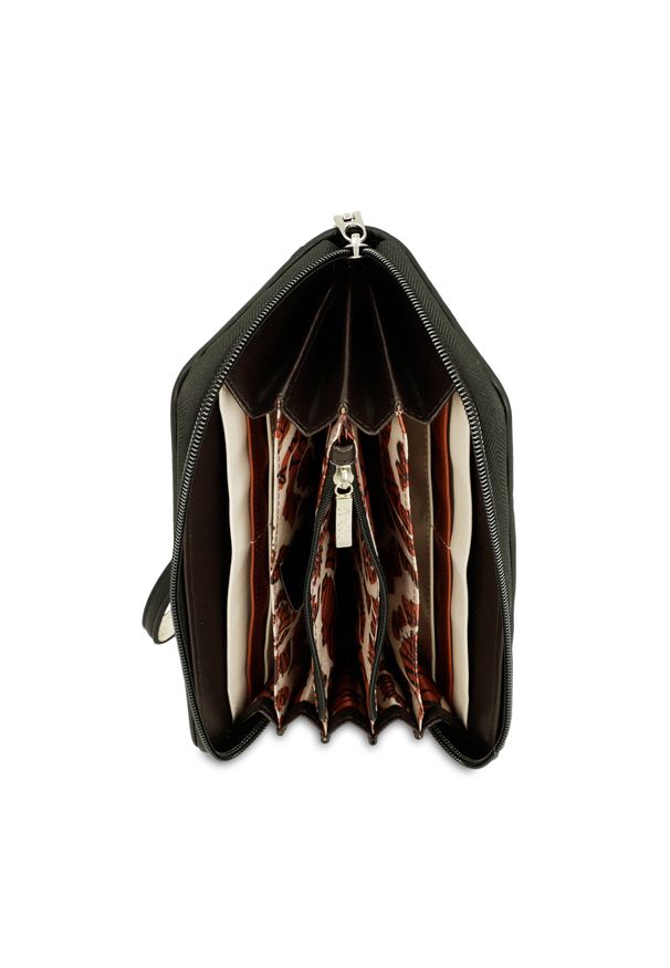 Biały Duży Elegancki Damski Portfel Anekke. Kolor: biały. Materiał: materiał. Wzór: aplikacja