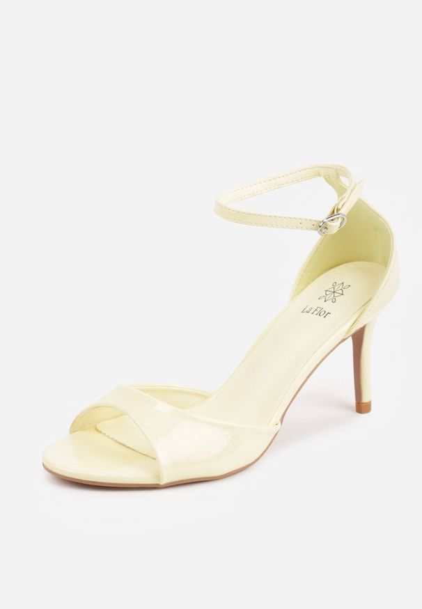 Renee - Żółte Eleganckie Sandały na Szpilce z Paskiem z Klamerką Berose. Zapięcie: pasek. Kolor: żółty. Obcas: na szpilce. Styl: elegancki. Wysokość obcasa: średni