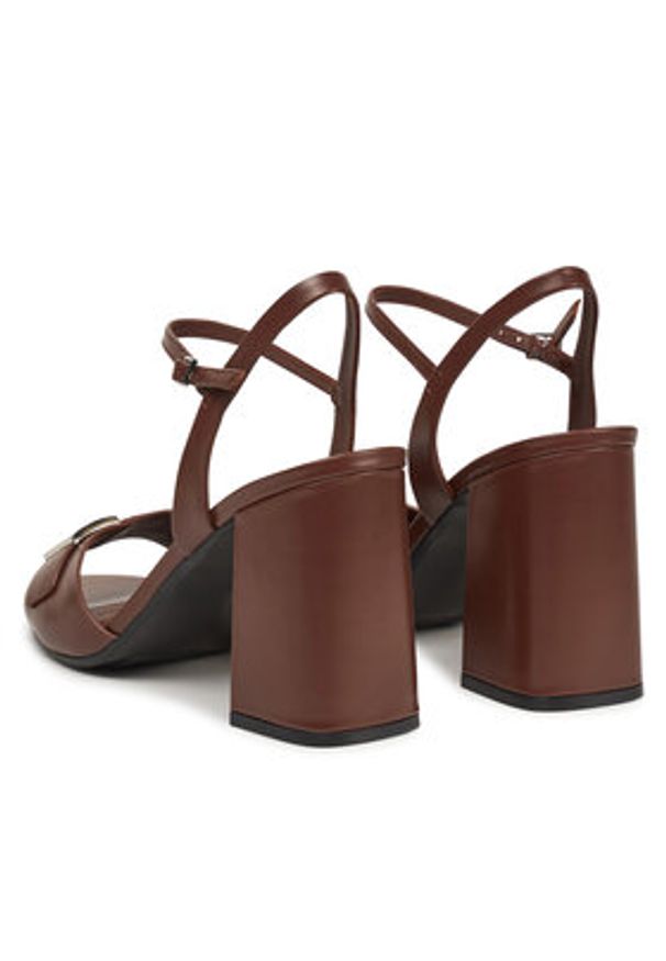 Calvin Klein Sandały Heel Sandal 85 W/Ck Hw - Lth HW0HW02485 Brązowy. Kolor: brązowy. Materiał: skóra