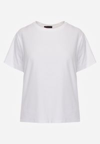 Born2be - Biały T-shirt z Bawełny z Dłuższym Tyłem i Rozcięciami po Bokach Cordalea. Okazja: na co dzień. Kolor: biały. Materiał: bawełna. Długość: długie. Styl: casual, elegancki #4