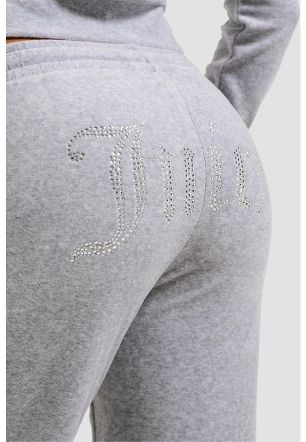 Juicy Couture - JUICY COUTURE Szare damskie spodnie dresowe Tina Trackpants, Rozmiar L. Kolor: szary. Materiał: dresówka