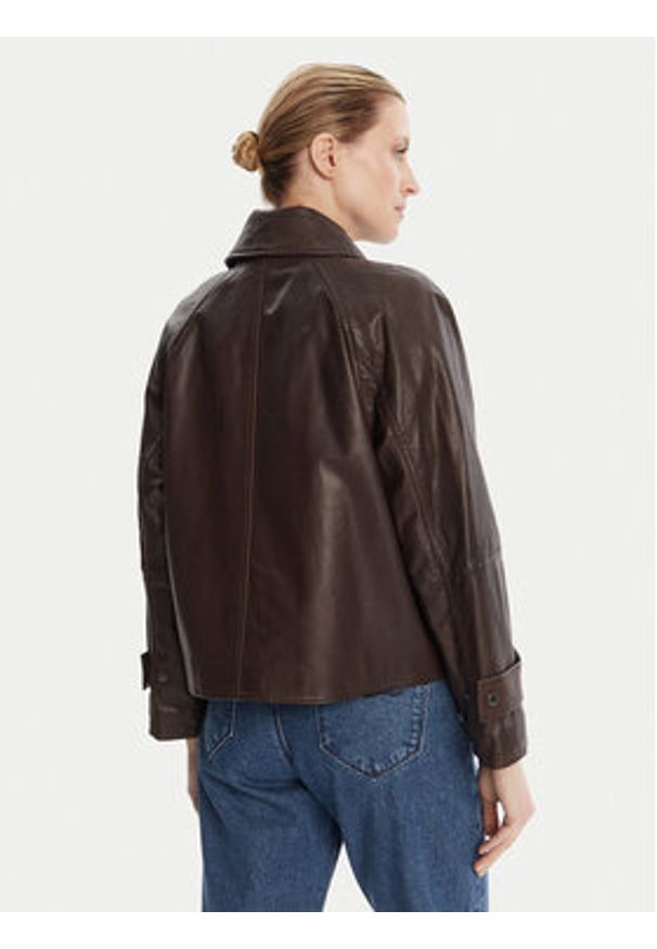Weekend Max Mara Kurtka skórzana Berbice 2525446021 Brązowy Regular Fit. Kolor: brązowy. Materiał: skóra