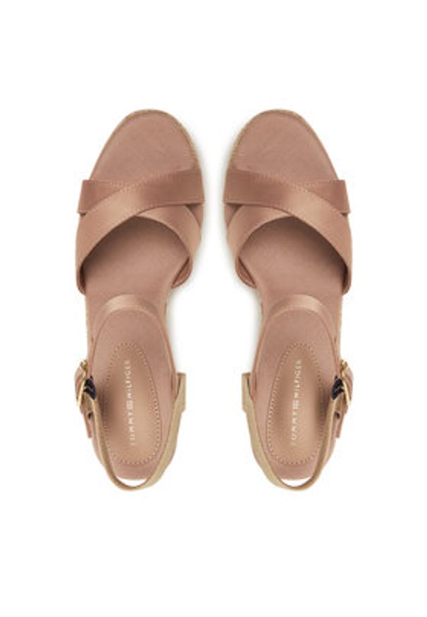 TOMMY HILFIGER - Tommy Hilfiger Espadryle Satin High Wedge Espadrille FW0FW08602 Różowy. Kolor: różowy. Materiał: materiał