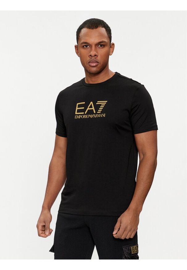 EA7 Emporio Armani T-Shirt 3DPT08 PJM9Z 1200 Czarny Regular Fit. Kolor: czarny. Materiał: bawełna