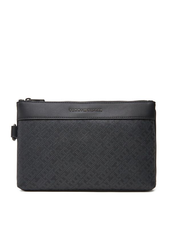 TOMMY HILFIGER - Tommy Hilfiger Saszetka Th Monogram Pouch AM0AM13529 Czarny. Kolor: czarny. Materiał: skóra